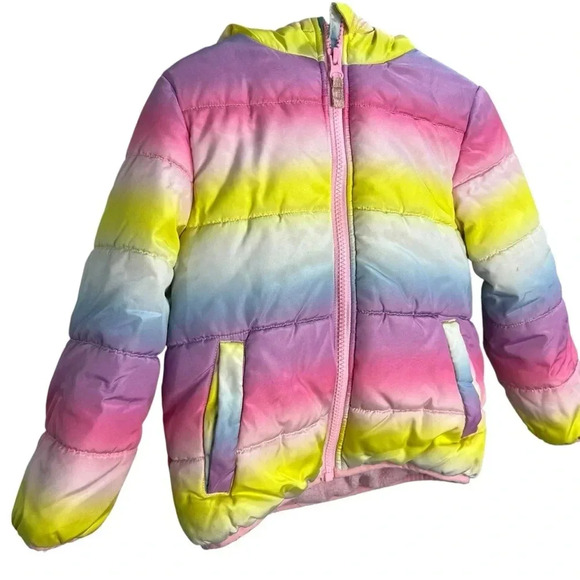 Carter’s Girls Rainbow Puffer Coat 4t - Picture 2 of 10